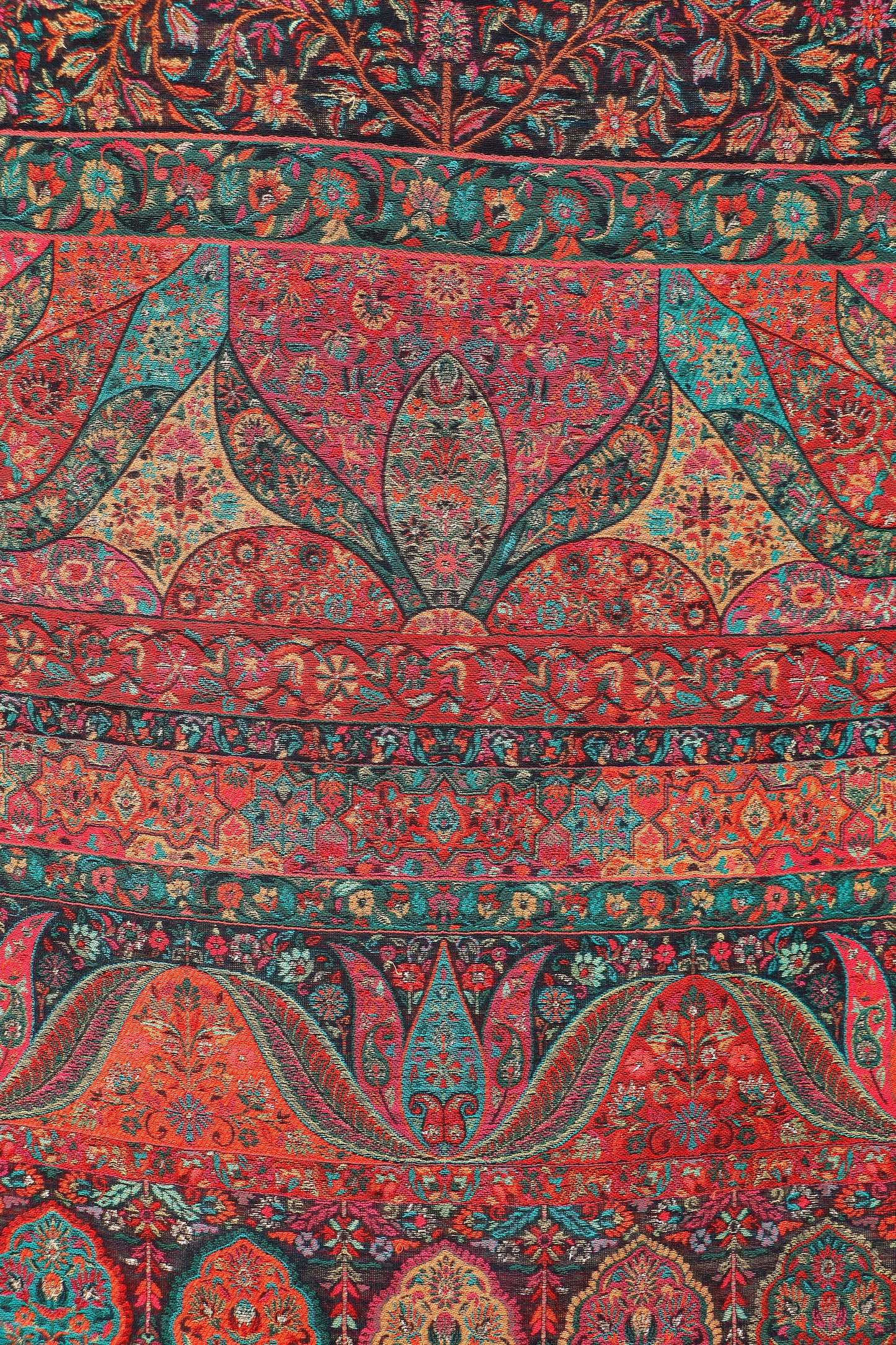 Kani Zari Shawl Kashmiri wool statement shawl with zari work, draped view