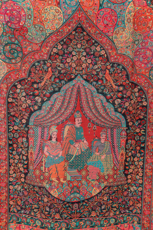 Kani Zari Shawl Kashmiri wool statement shawl with zari work, styled view