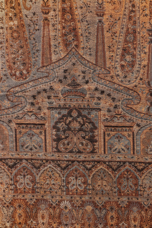 Kani Zari Shawl Kashmiri wool evening shawl with zari work, draped view