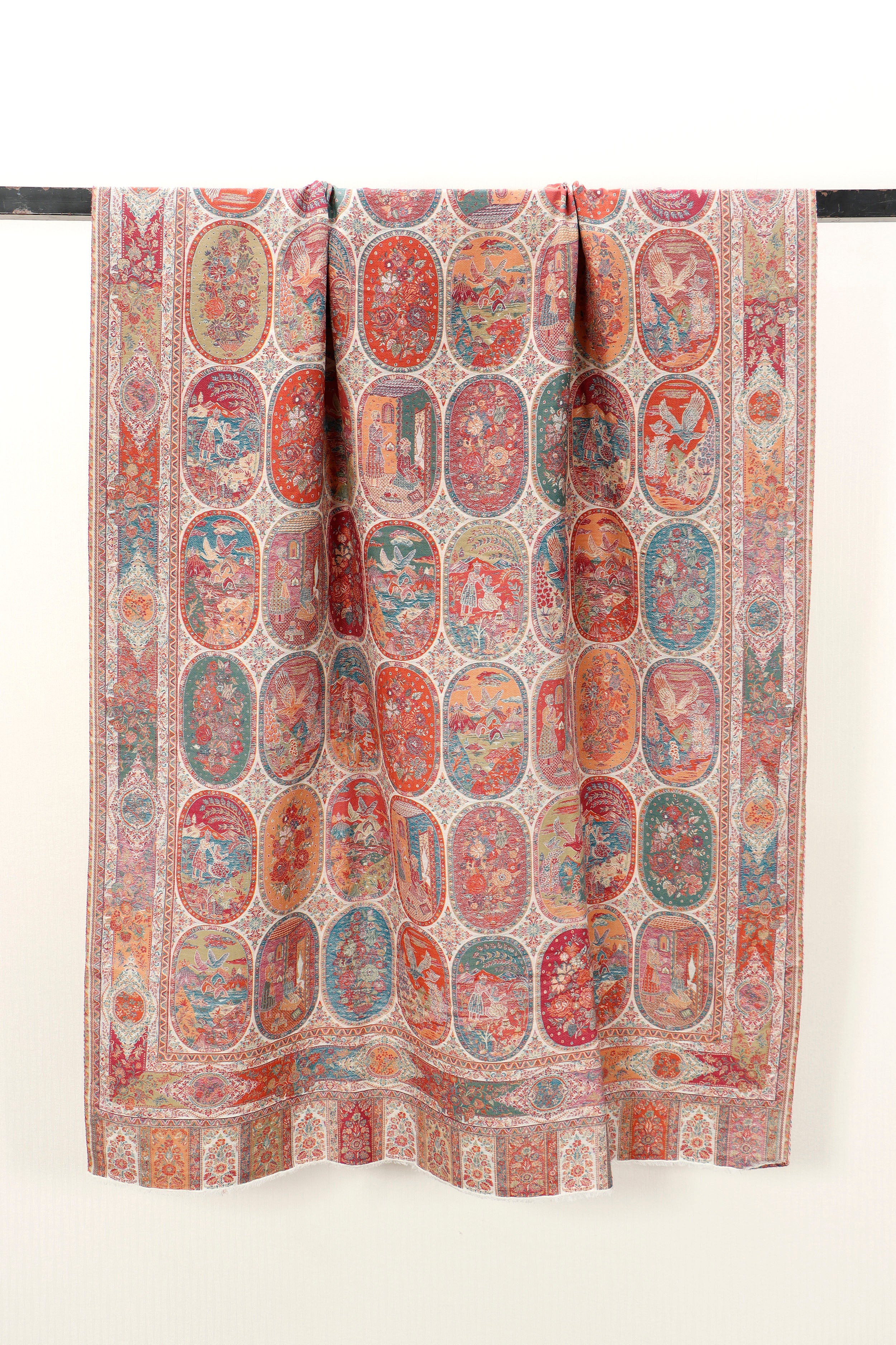 Kani Zari Shawl Kashmiri wool gift shawl with zari work, front view