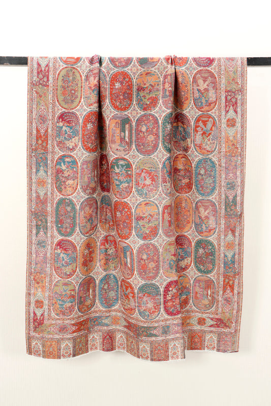 Kani Zari Shawl Kashmiri wool gift shawl with zari work, front view