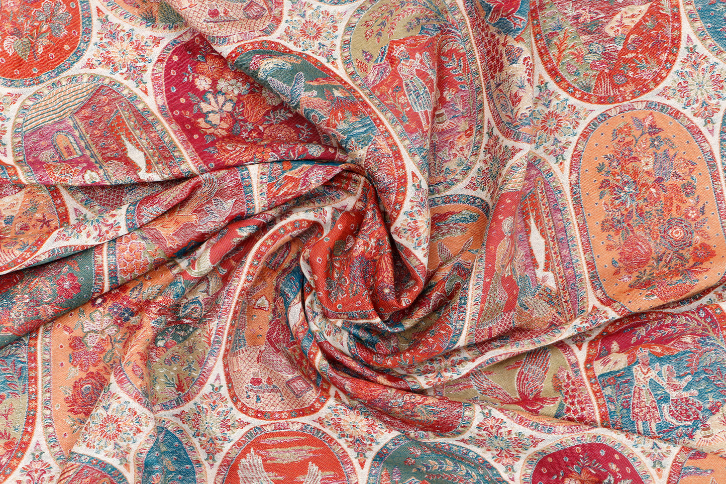 Kani Zari Shawl Kashmiri wool gift shawl with zari work, close-up texture