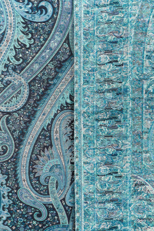 Kani Zari Shawl Kashmiri wool heritage shawl with zari work, styled view