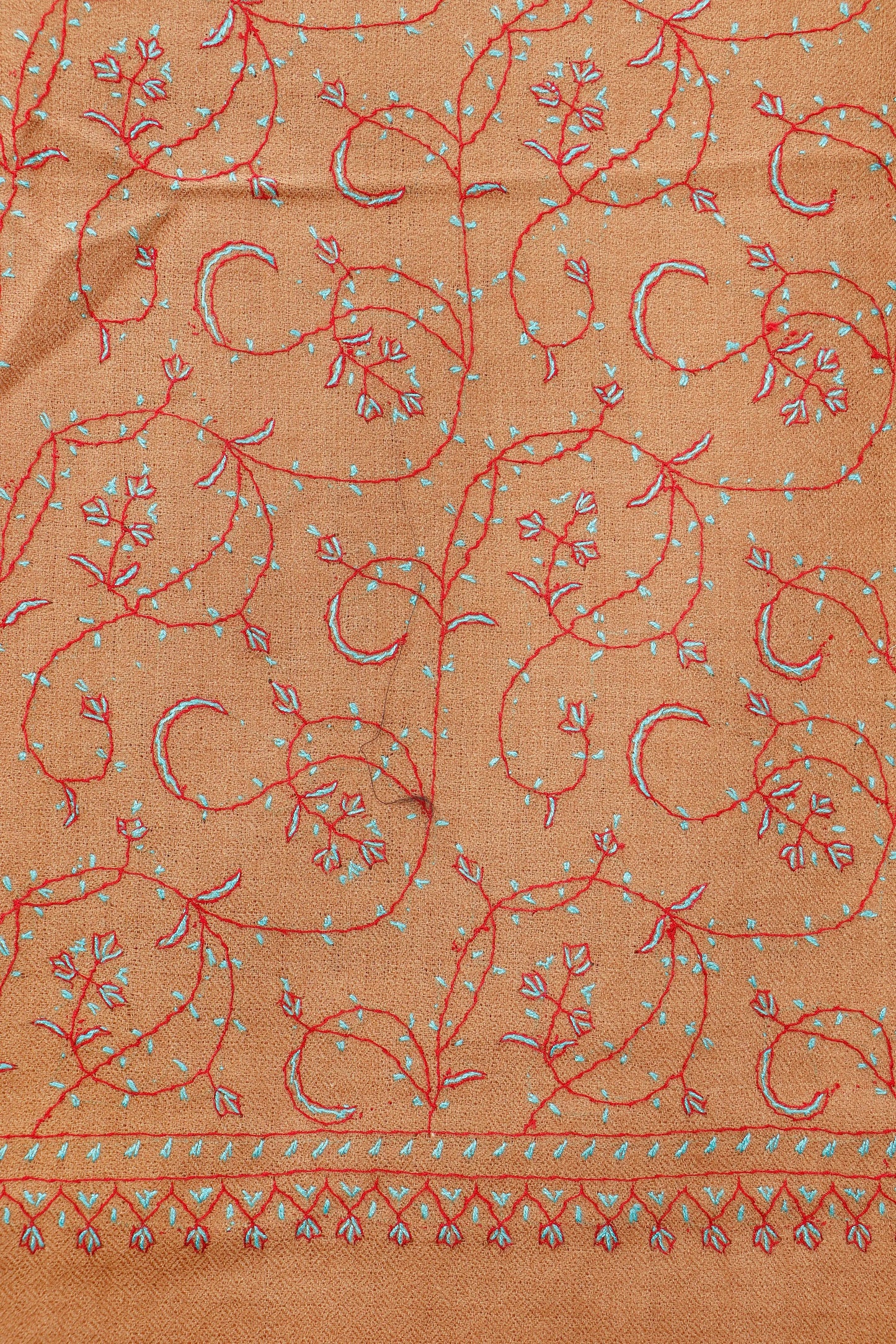 Kashmiri Aari Embroidered Stole – Tan Copper