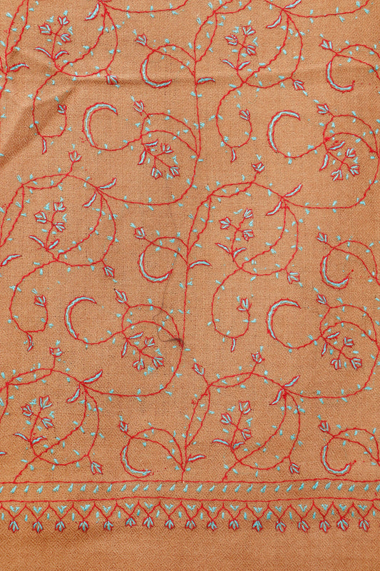 Kashmiri Aari Embroidered Stole – Tan Copper