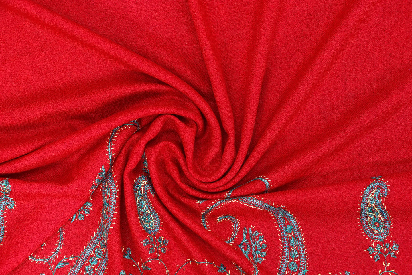 Kashmiri Paisley Pallu Stole – Crimson Red