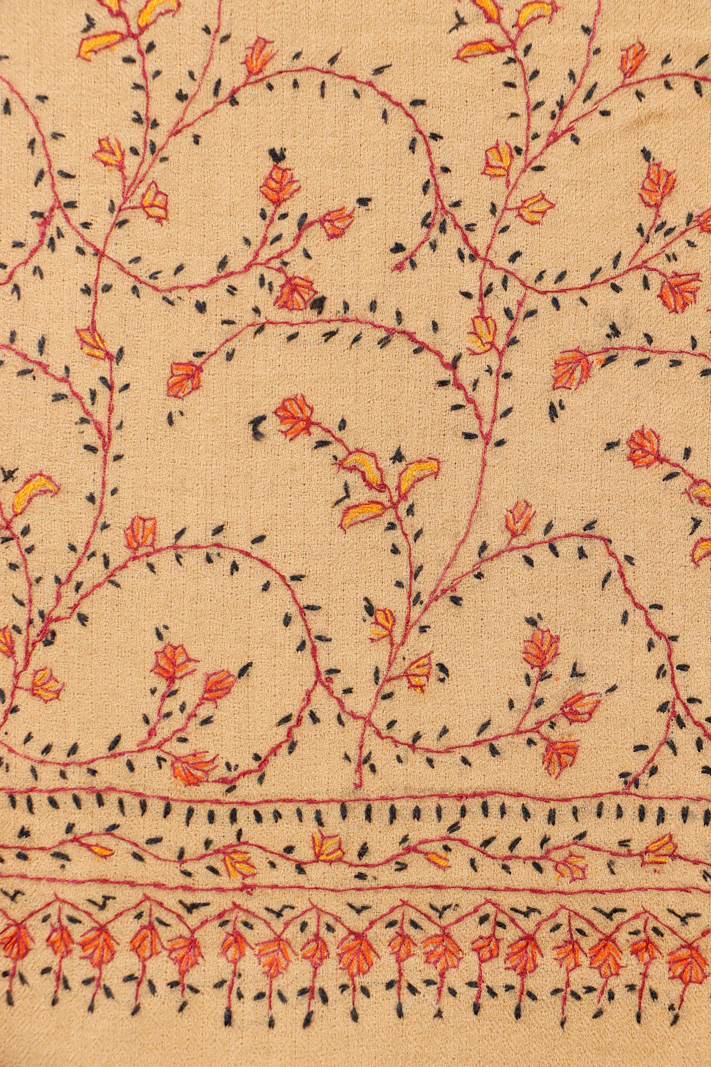 Kashmiri Aari Embroidered Stole – Biscuit Beige