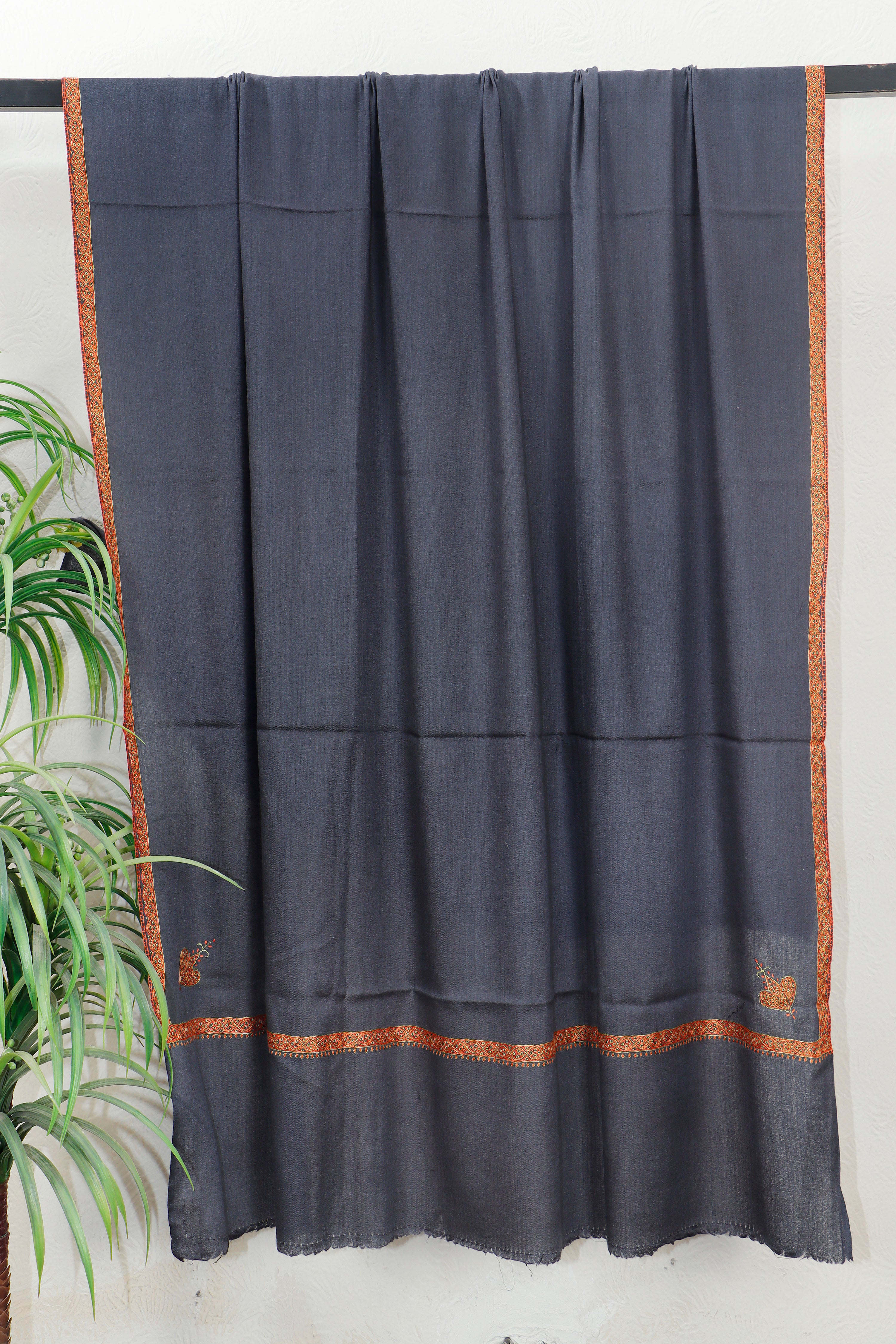 Toosh Border Shawl – Neutral Everyday Pairing, 45 x 90 inches