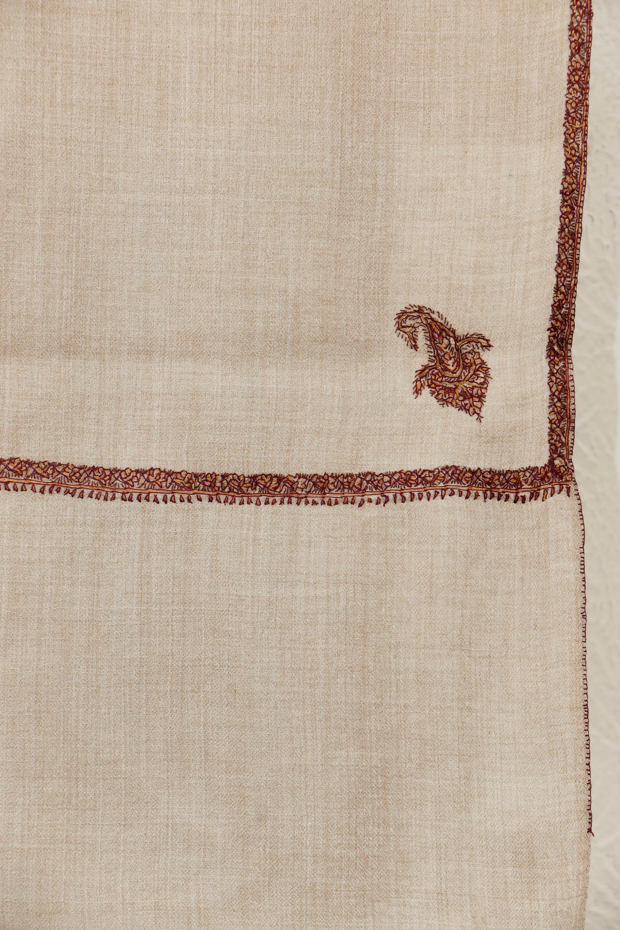 Toosh Border Shawl – Hand-Embroidered Edge, 45 x 90 inches