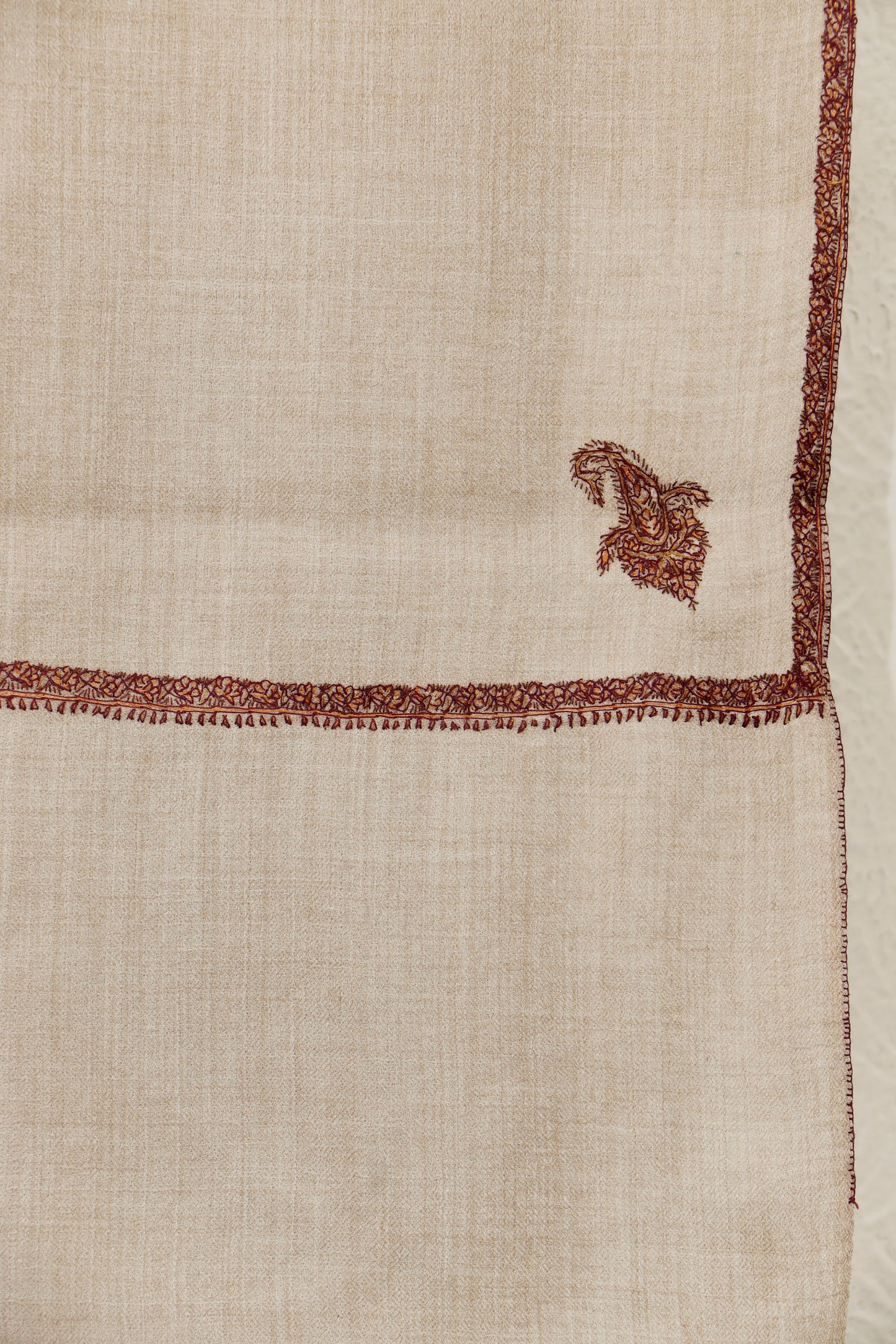 Toosh Border Shawl – Hand-Embroidered Edge, 45 x 90 inches