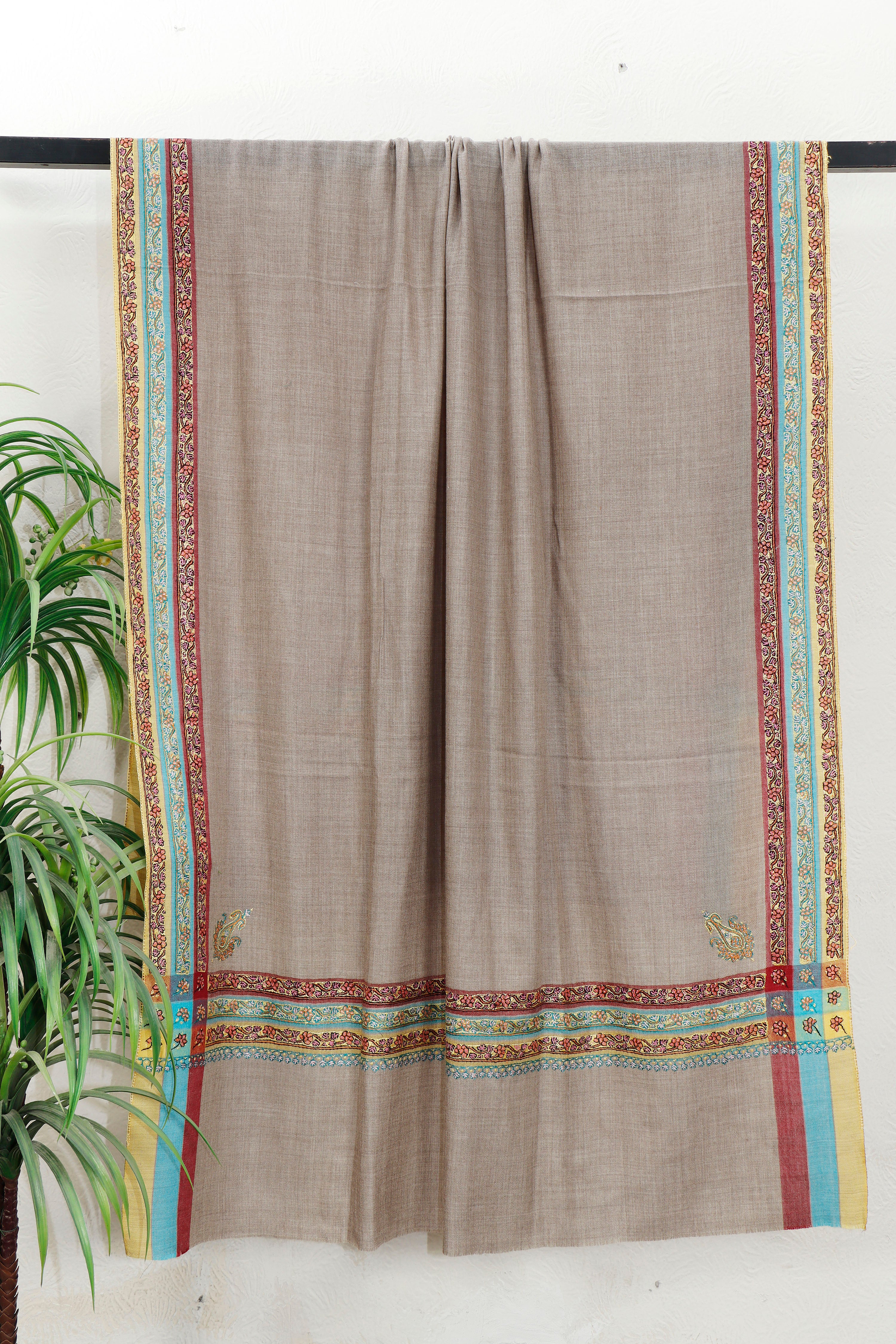Toosh Pashmina Border Shawl – Premium Grade, 45 x 90 inches
