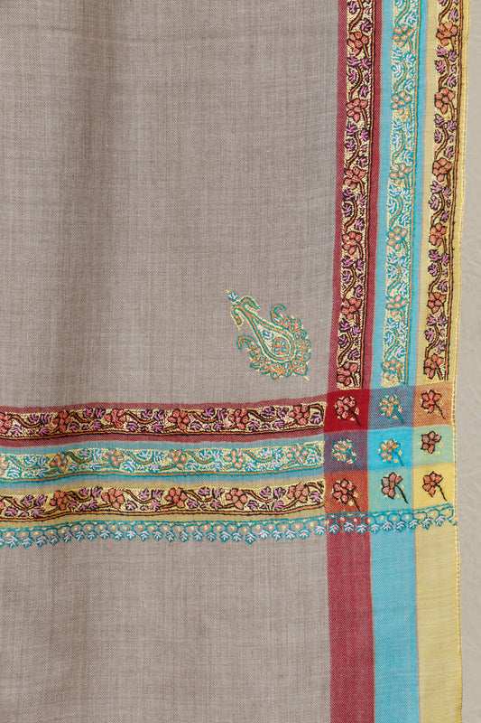 Toosh Pashmina Border Shawl – Premium Grade, 45 x 90 inches